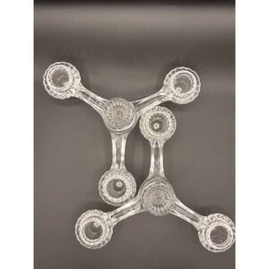 Vintage Cambridge Glass 3 Arm Candelabra Pair Clear Crystal Stackable Set of 2